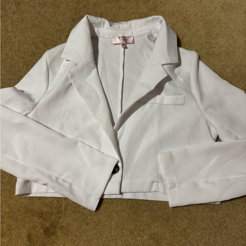 Elegant White Women's Blazer Cropped